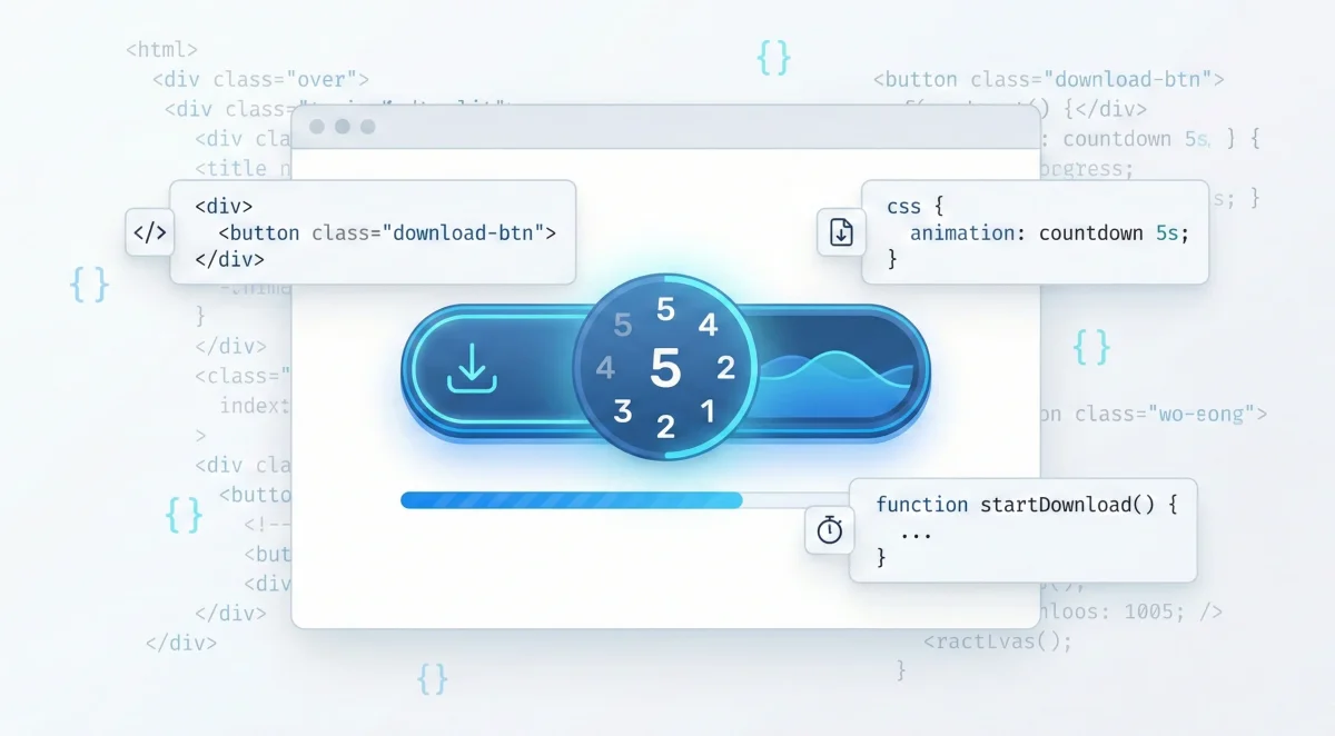 Create a Download Button with Timer (Count Down) HTML CSS & JavaScript