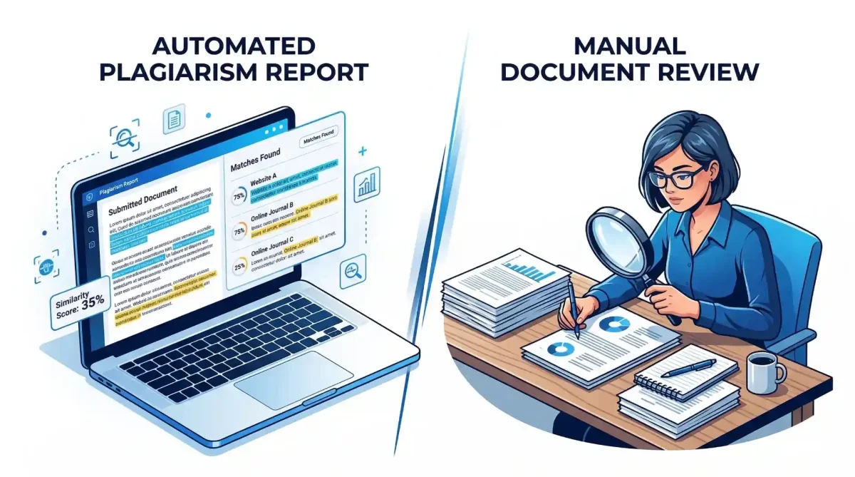 online plagiarism checker vs manual checking comparison