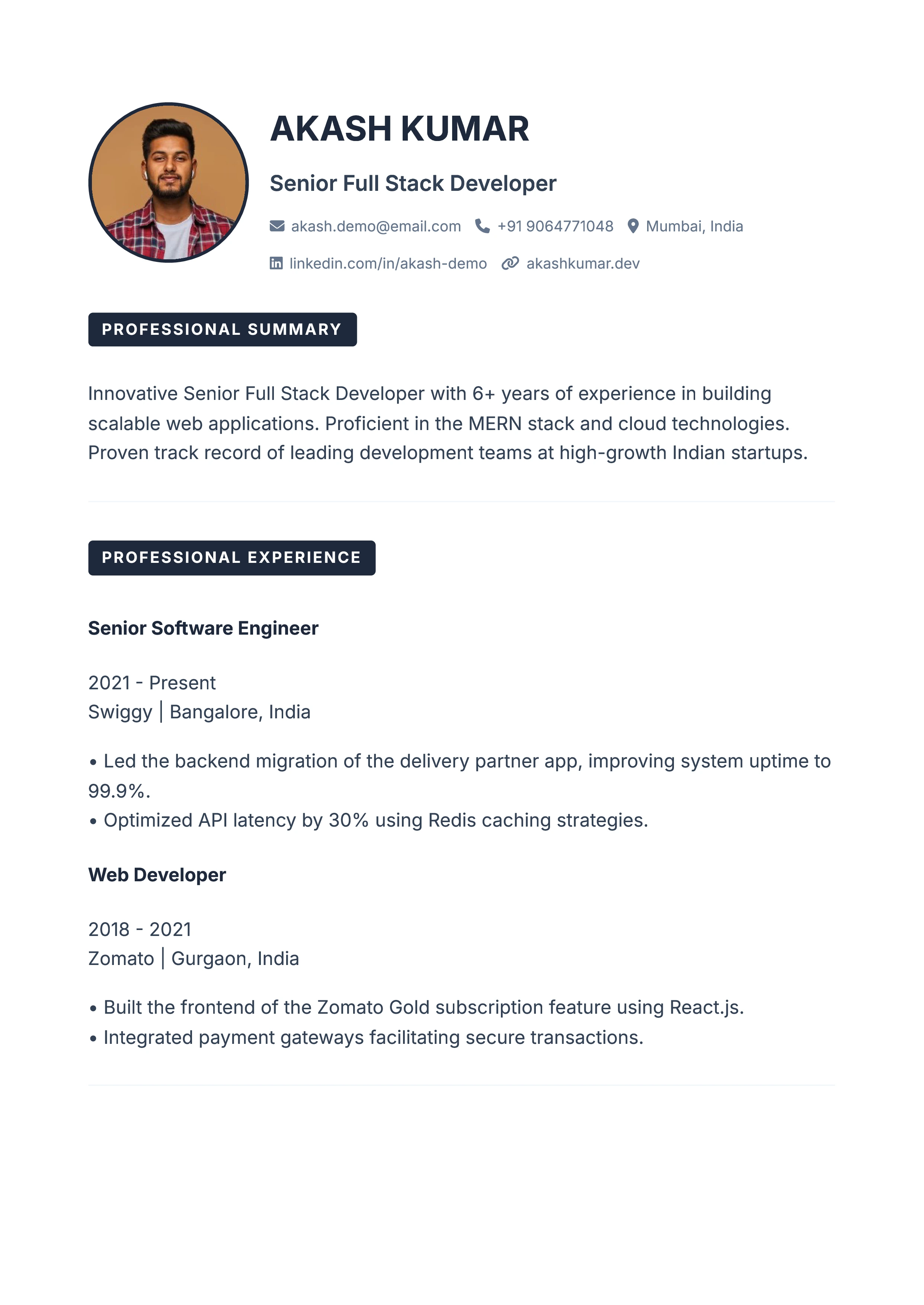 Accent Tabs Modern Resume Design