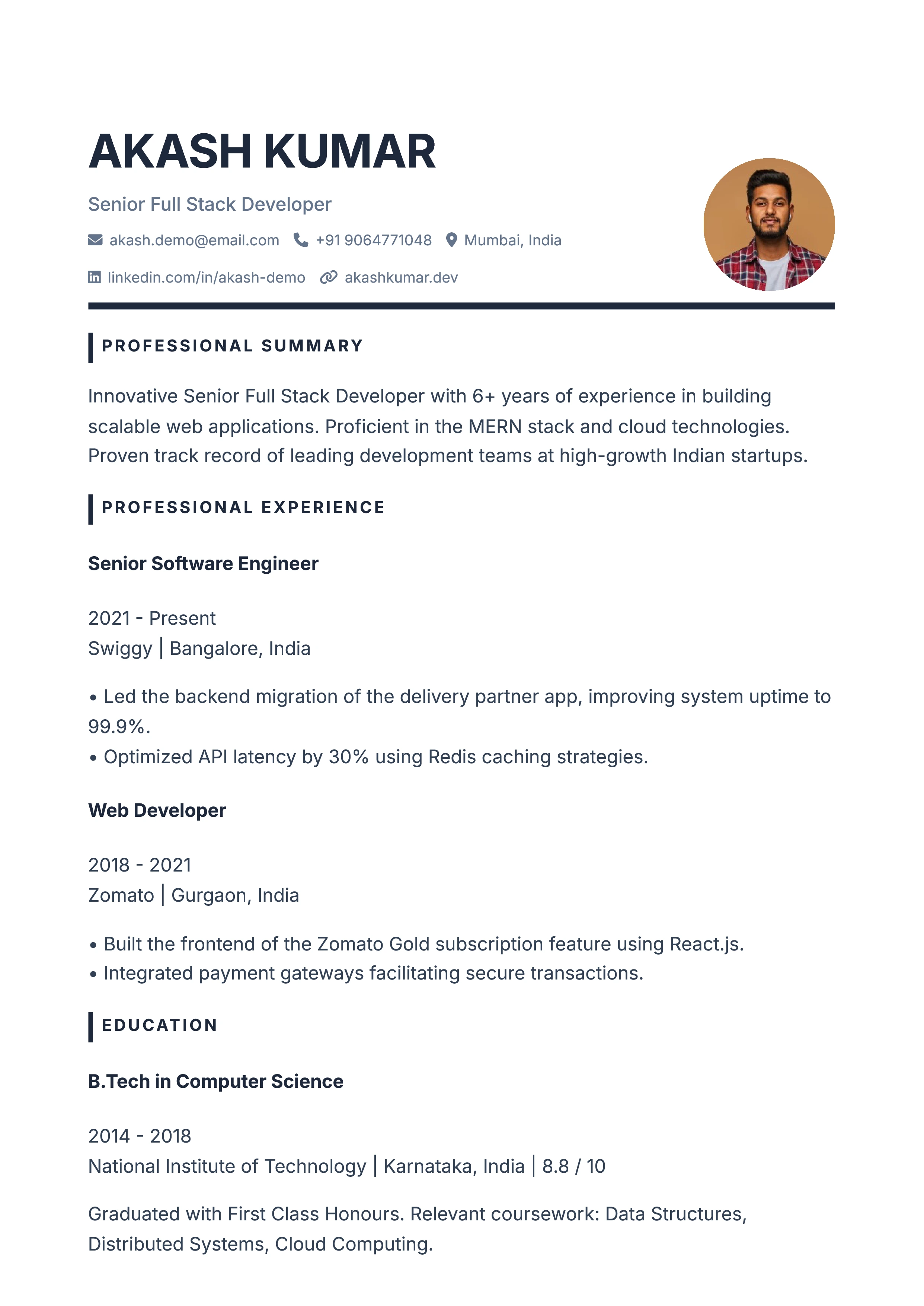 Statement Creative Resume Template with Profile Photo